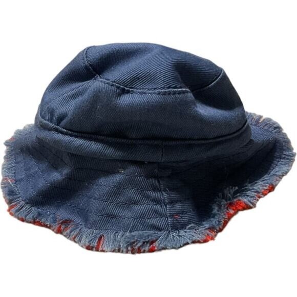 Build A Bear Distressed Denim Bucket Hat Frayed Brim Fringe Fisherman Cap - Picture 3 of 6